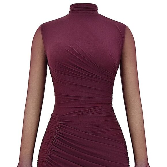 House of CB Lucasta Mulberry Gathered Mini dress (longer version) - Picture 5 of 15